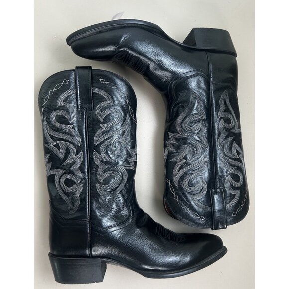 Dan Post Milwaukee DP2110 Black Leather Western Cowboy Mens Size 10 D Boots - Picture 2 of 16
